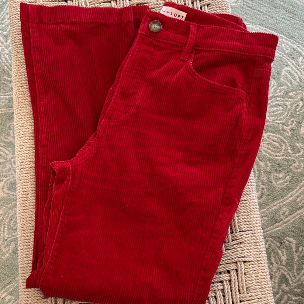 LOFT Women’s Red Corduroy Straight-Leg Jeans
